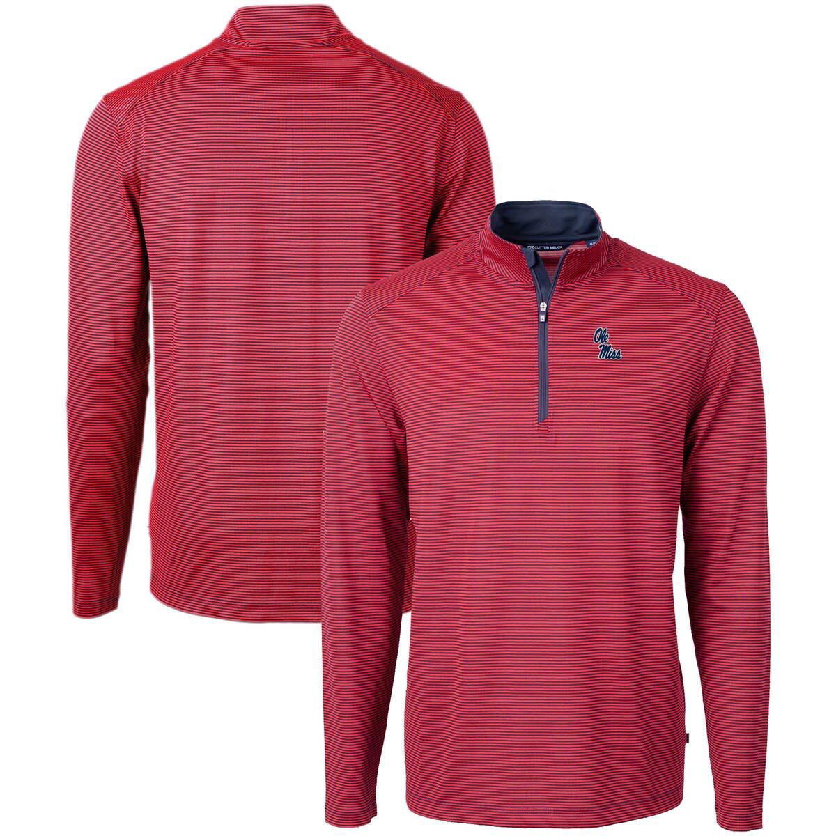 NCAA Ole Miss Rebels Big & Tall Virtue Eco Pique Micro Stripe Recycled Quarter-Zip Pullover Top
