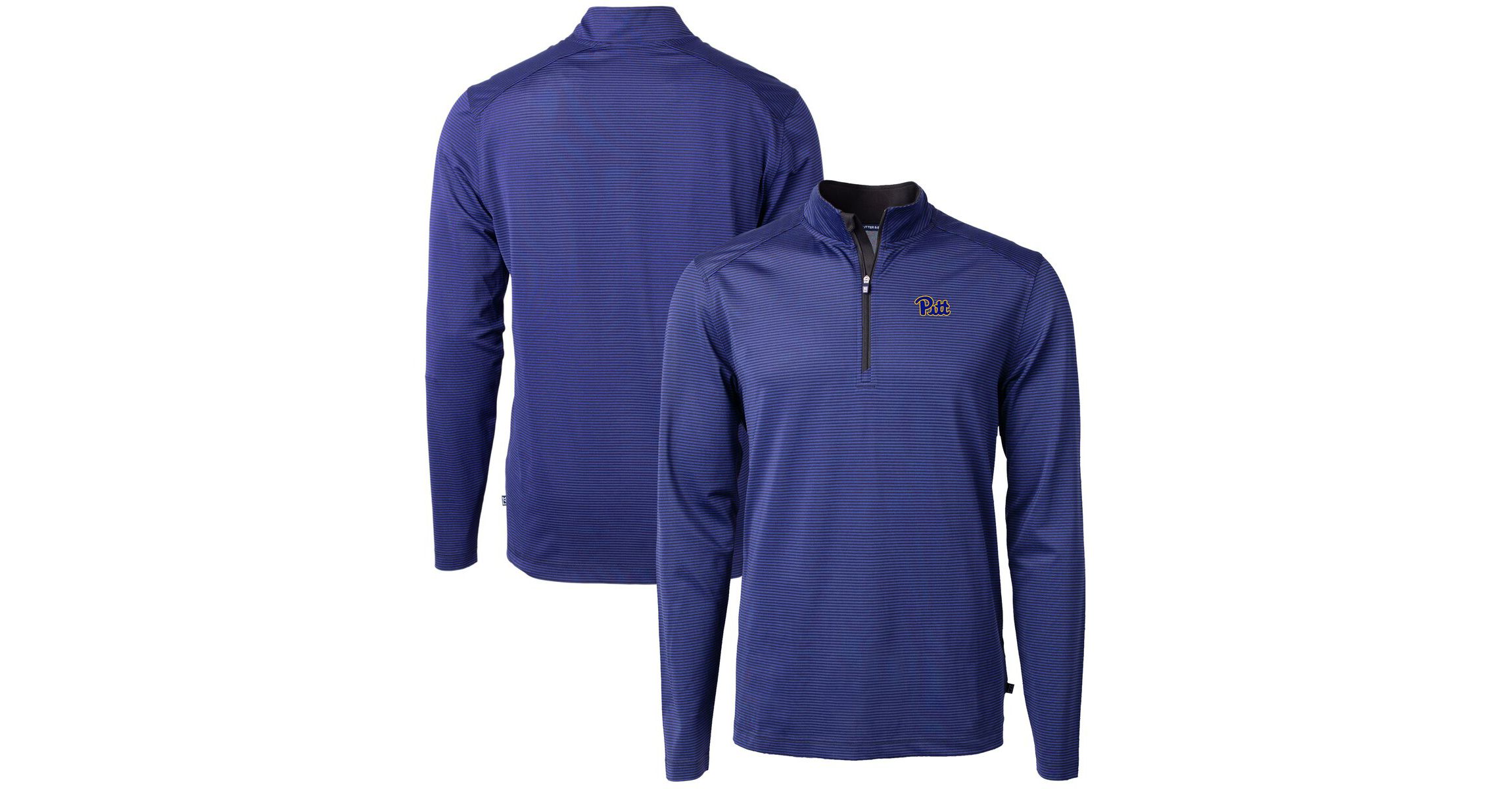 NCAA Pitt Panthers Big & Tall Virtue Eco Pique Micro Stripe Recycled Quarter-Zip Pullover Top