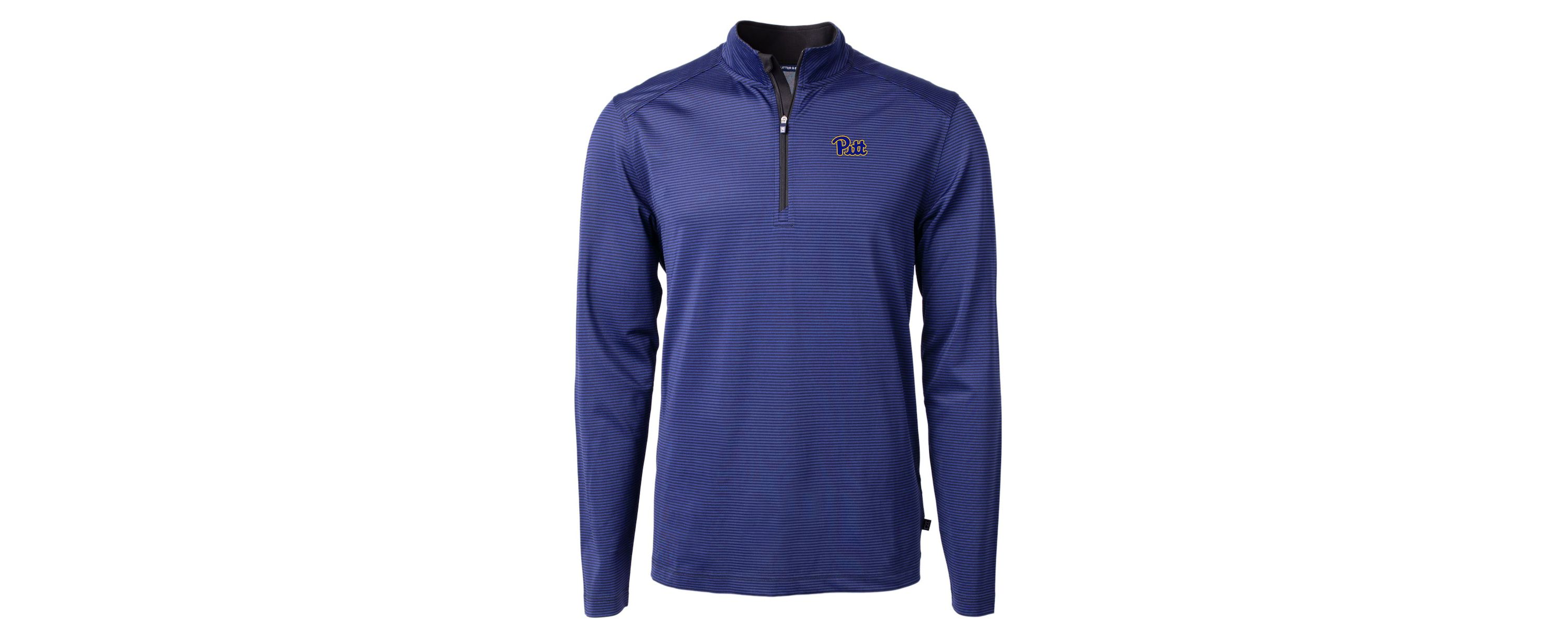 NCAA Pitt Panthers Big & Tall Virtue Eco Pique Micro Stripe Recycled Quarter-Zip Pullover Top