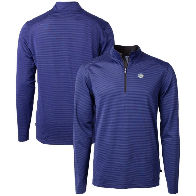 NCAA Southern University Jaguars Big & Tall Virtue Eco Pique Micro Stripe Recycled Quarter-Zip Pullover Top