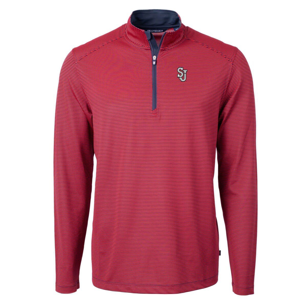 St. Johns Red Storm NCAA St. Johns Storm Big & Tall Virtue Eco Pique Micro Stripe Recycled Quarter-Zip Pullover Top