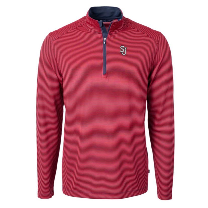 St. Johns Red Storm NCAA St. Johns Storm Big & Tall Virtue Eco Pique Micro Stripe Recycled Quarter-Zip Pullover Top