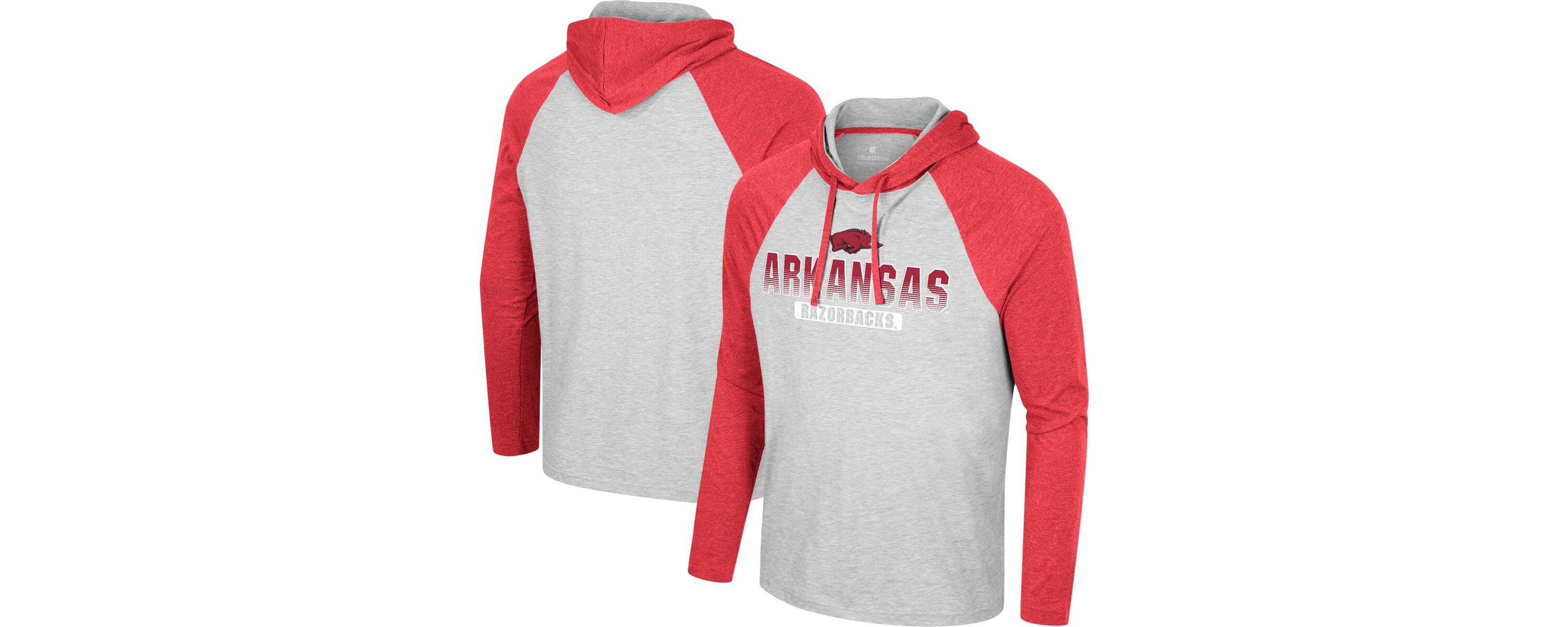 NCAA Grey Arkansas Razorbacks Hasta La Vista Raglan Hoodie Long Sleeve T-Shirt