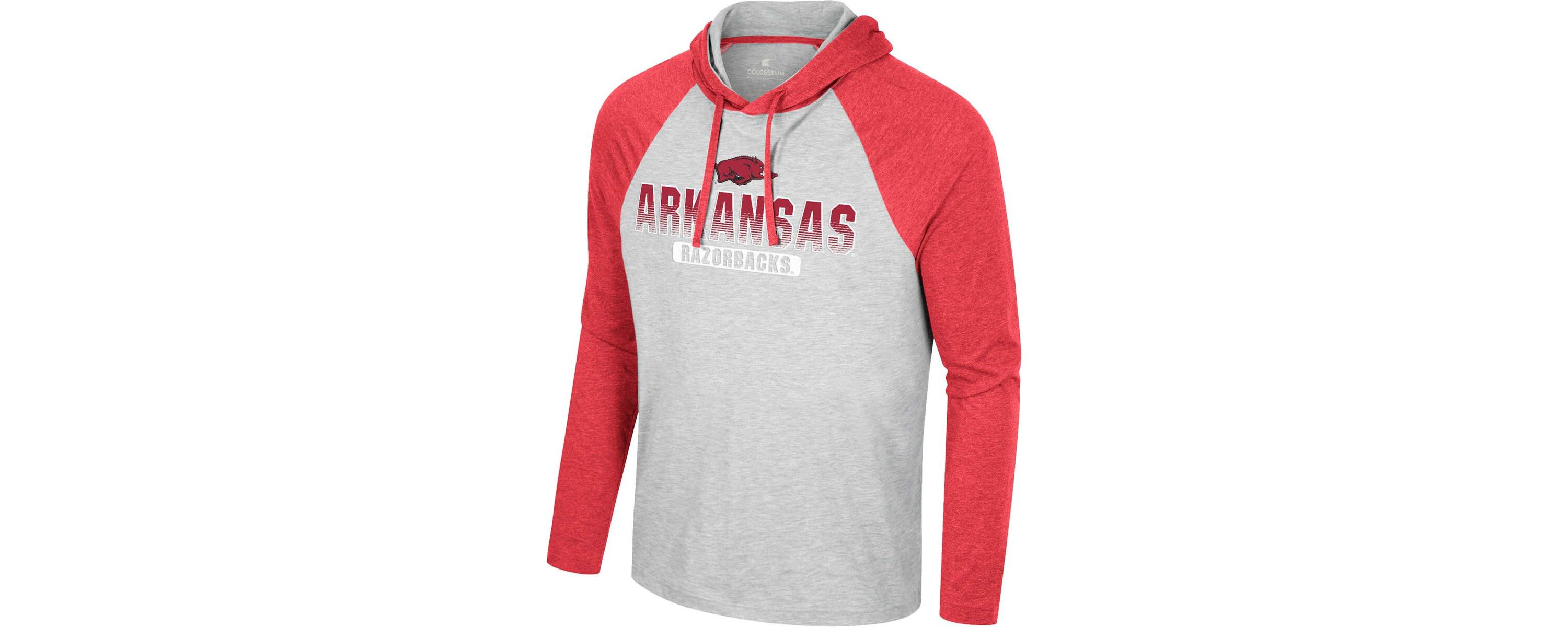 NCAA Grey Arkansas Razorbacks Hasta La Vista Raglan Hoodie Long Sleeve T-Shirt