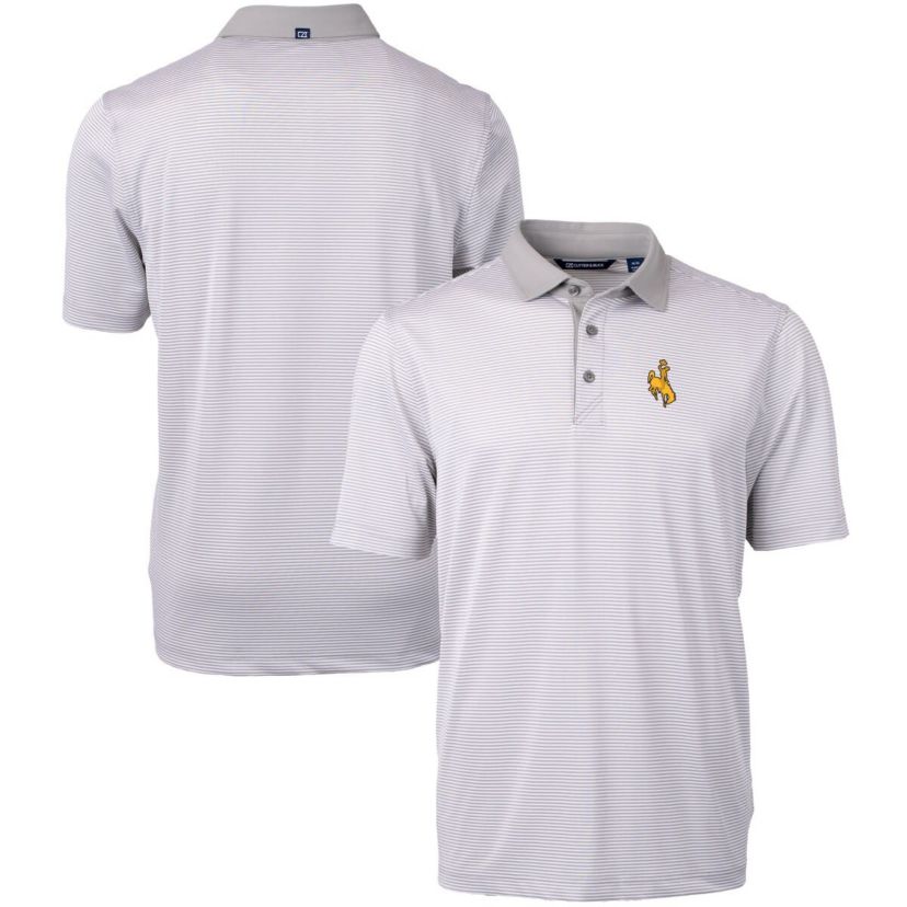 NCAA Wyoming Cowboys Big & Tall Virtue Eco Pique Micro Stripe Recycled Polo