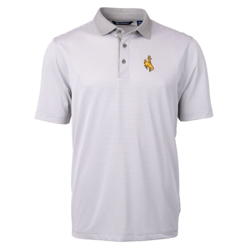 NCAA Wyoming Cowboys Big & Tall Virtue Eco Pique Micro Stripe Recycled Polo
