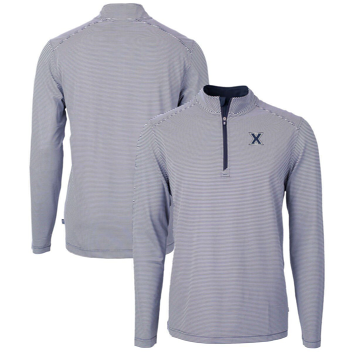 NCAA Xavier Musketeers Big & Tall Virtue Eco Pique Micro Stripe Recycled Quarter-Zip Pullover Top