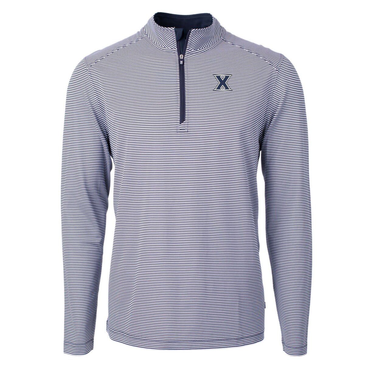 NCAA Xavier Musketeers Big & Tall Virtue Eco Pique Micro Stripe Recycled Quarter-Zip Pullover Top