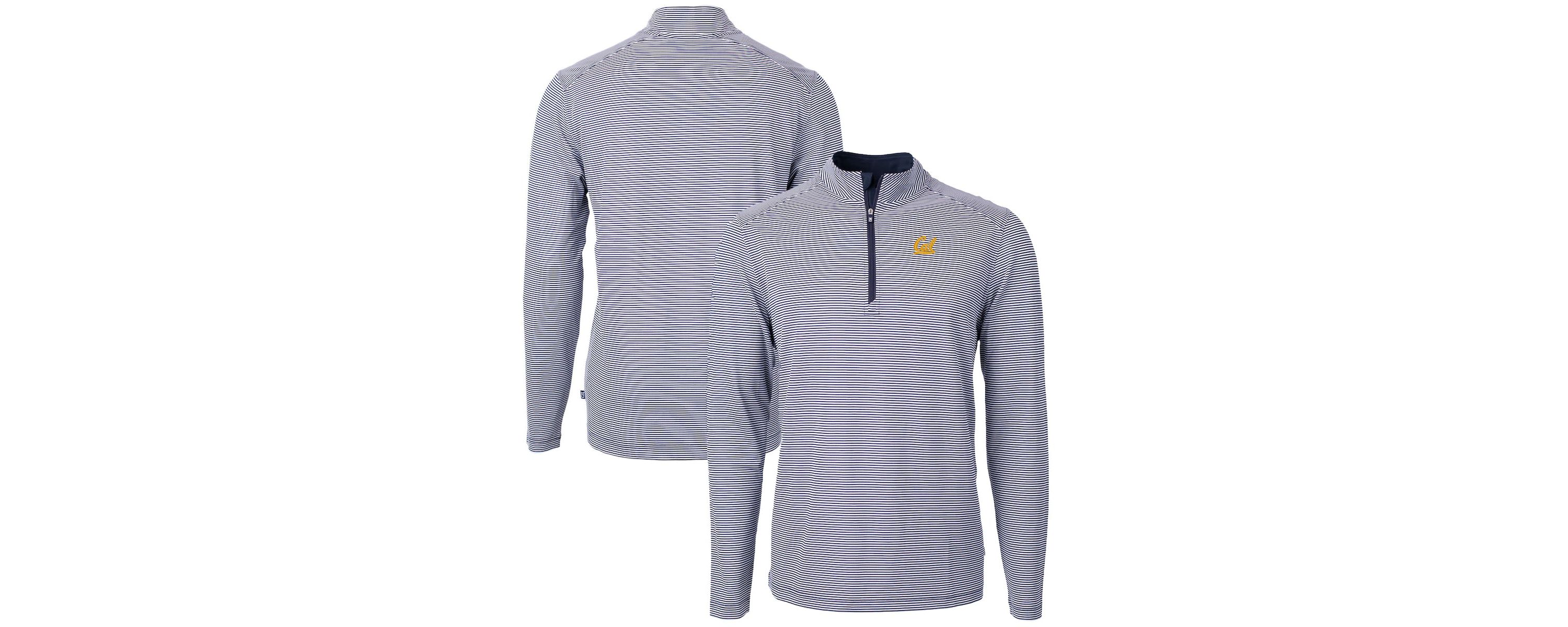 California Golden Bears NCAA Cal Bears Big & Tall Virtue Eco Pique Micro Stripe Recycled Quarter-Zip Pullover Top
