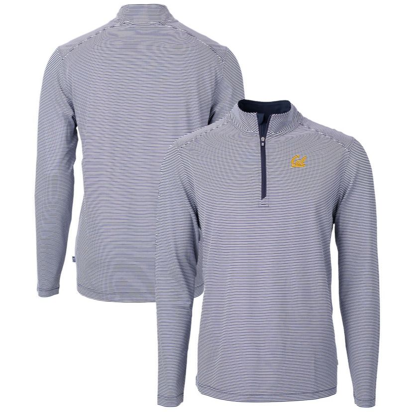 California Golden Bears NCAA Cal Bears Big & Tall Virtue Eco Pique Micro Stripe Recycled Quarter-Zip Pullover Top