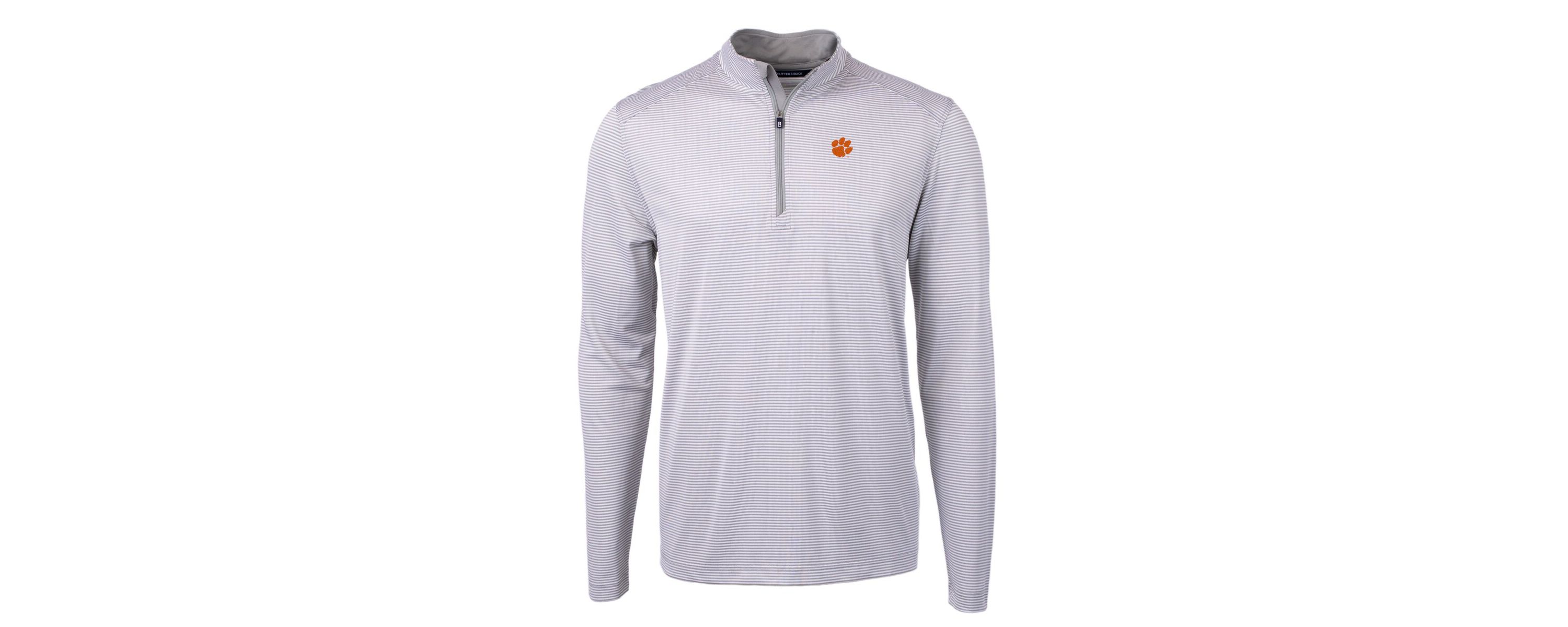 NCAA Clemson Tigers Big & Tall Virtue Eco Pique Micro Stripe Recycled Quarter-Zip Pullover Top