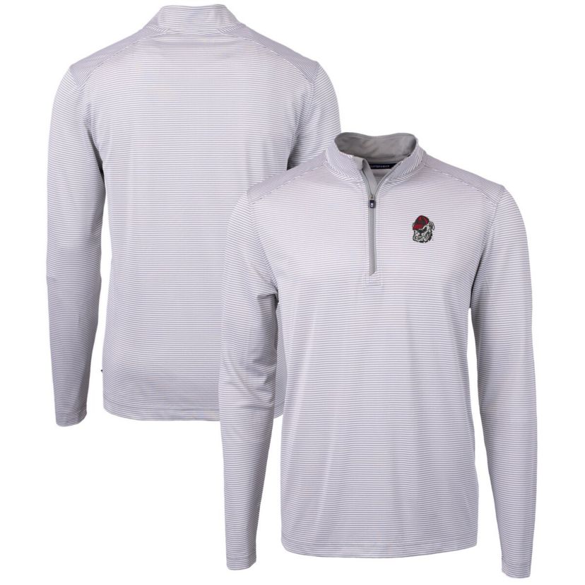 NCAA Georgia Bulldogs Big & Tall Virtue Eco Pique Micro Stripe Recycled Quarter-Zip Pullover Top