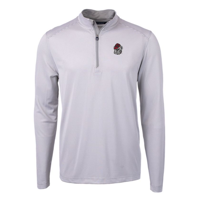 NCAA Georgia Bulldogs Big & Tall Virtue Eco Pique Micro Stripe Recycled Quarter-Zip Pullover Top
