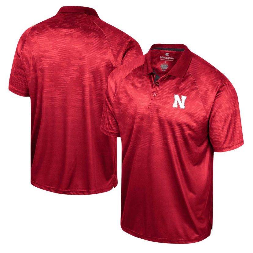 NCAA Nebraska Huskers Honeycomb Raglan Polo