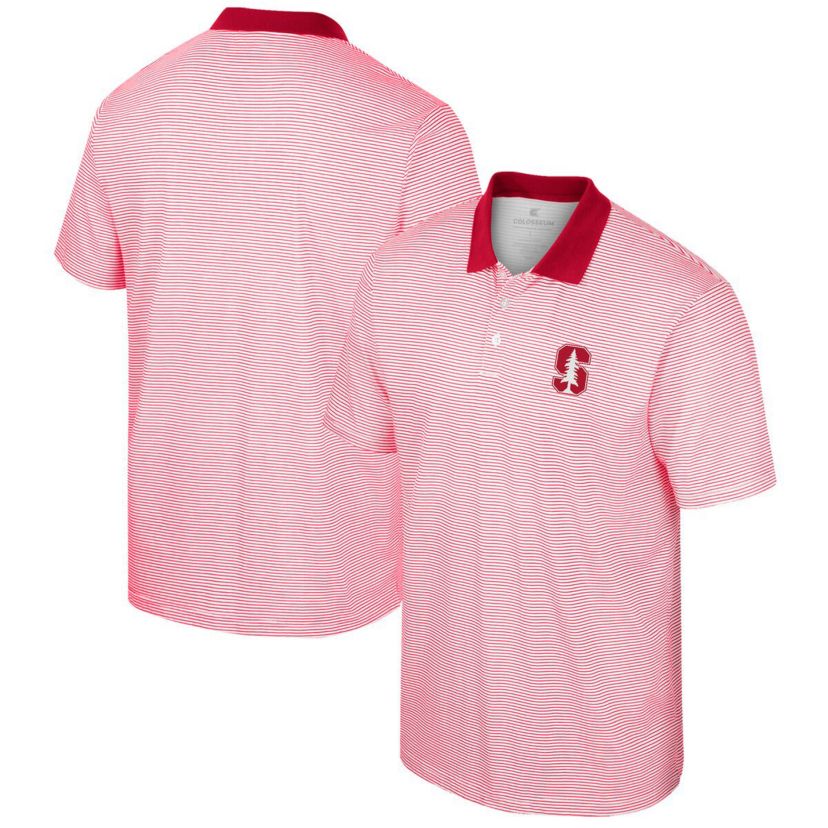 Stanford Cardinal NCAA Stanford Print Stripe Polo