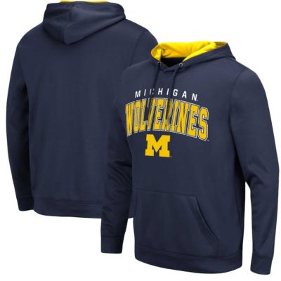 Colosseum Men's NCAA Michigan Wolverines Resistance Pullover Hoodie, Navy Blue, 3XL