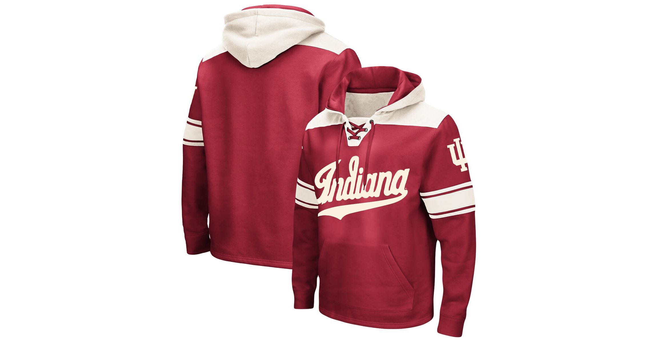 NCAA Indiana Hoosiers Big & Tall Hockey Lace-Up Pullover Hoodie