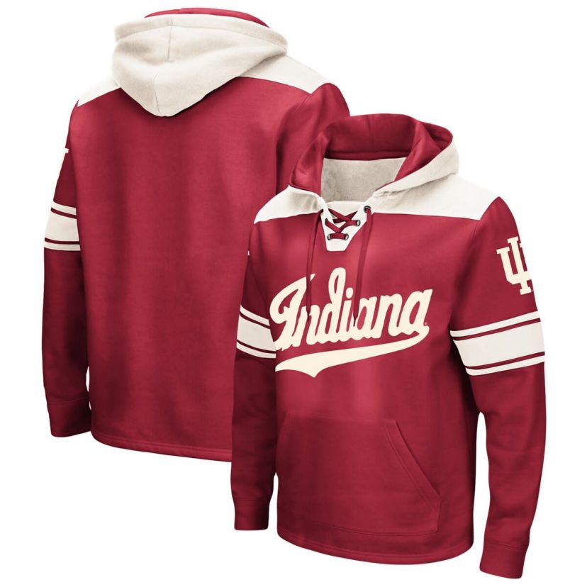 NCAA Indiana Hoosiers Big & Tall Hockey Lace-Up Pullover Hoodie