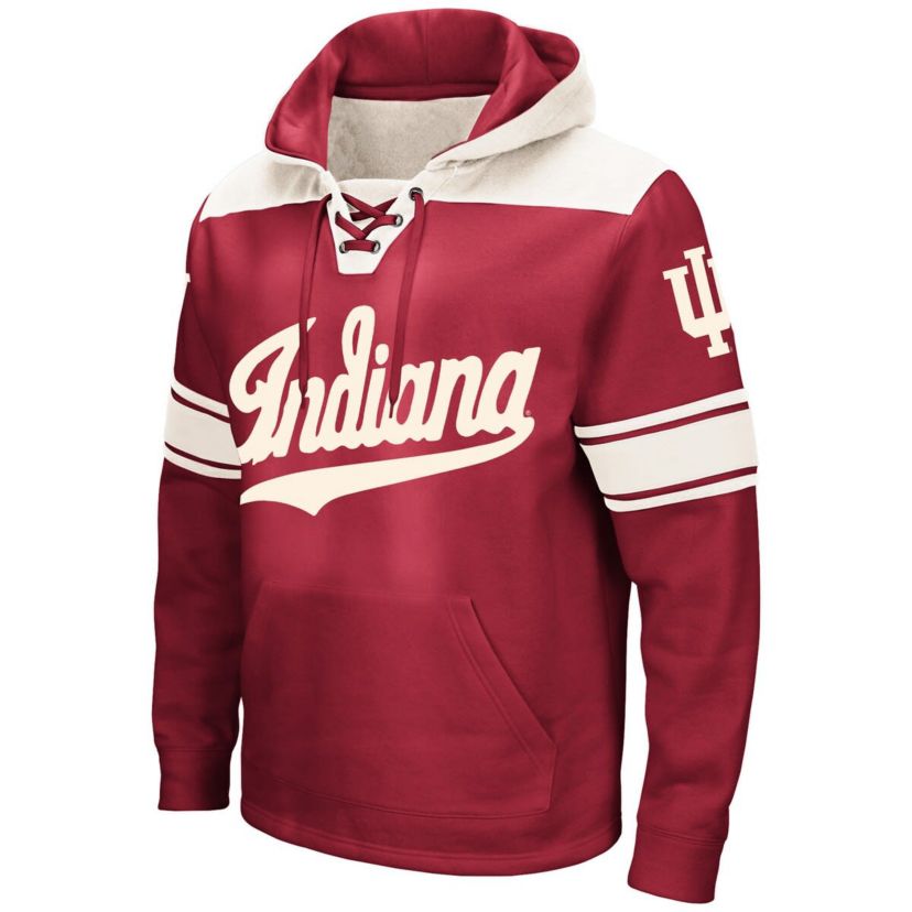 NCAA Indiana Hoosiers Big & Tall Hockey Lace-Up Pullover Hoodie
