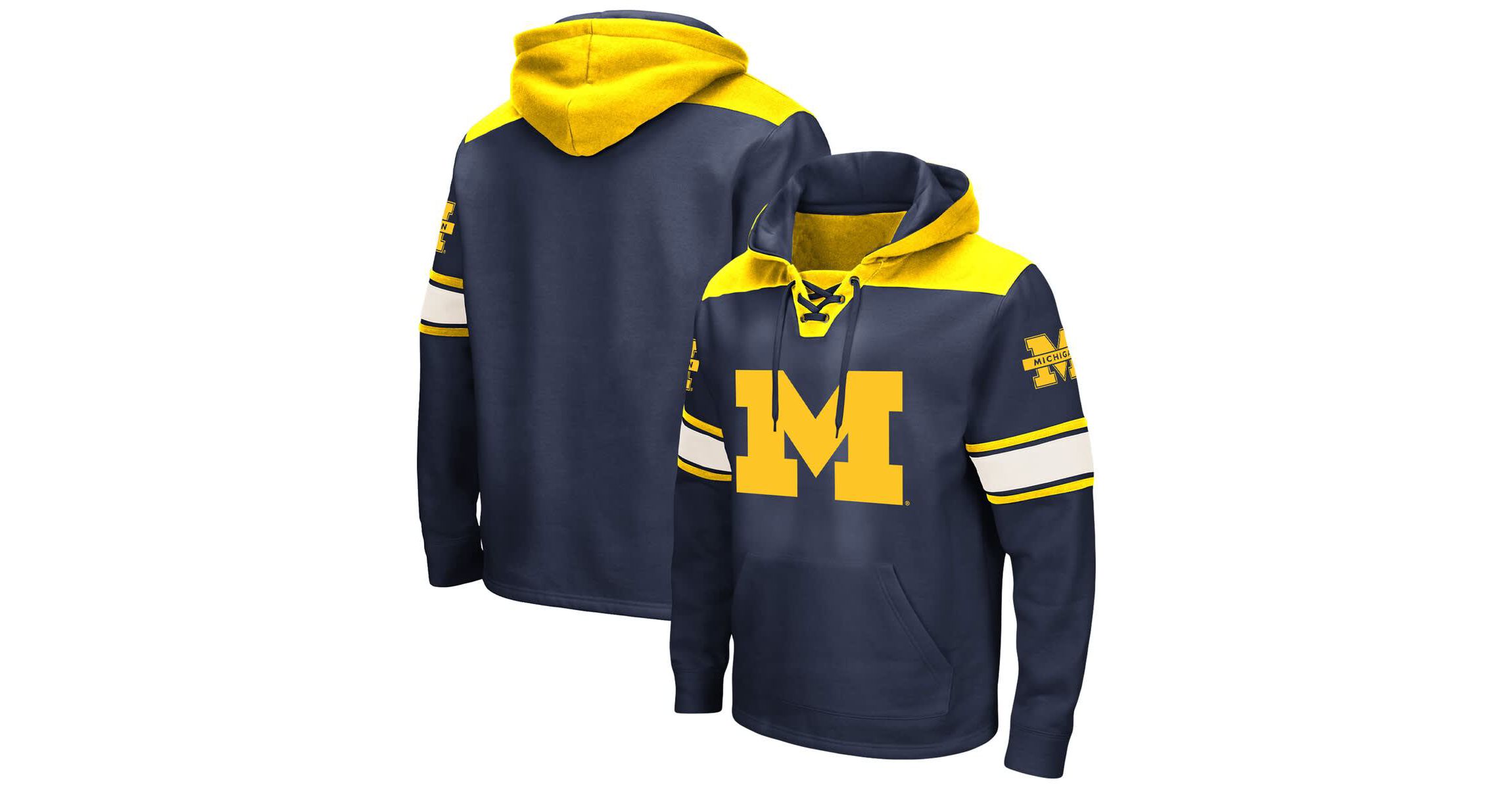 NCAA Michigan Wolverines Big & Tall Hockey Lace-Up Pullover Hoodie