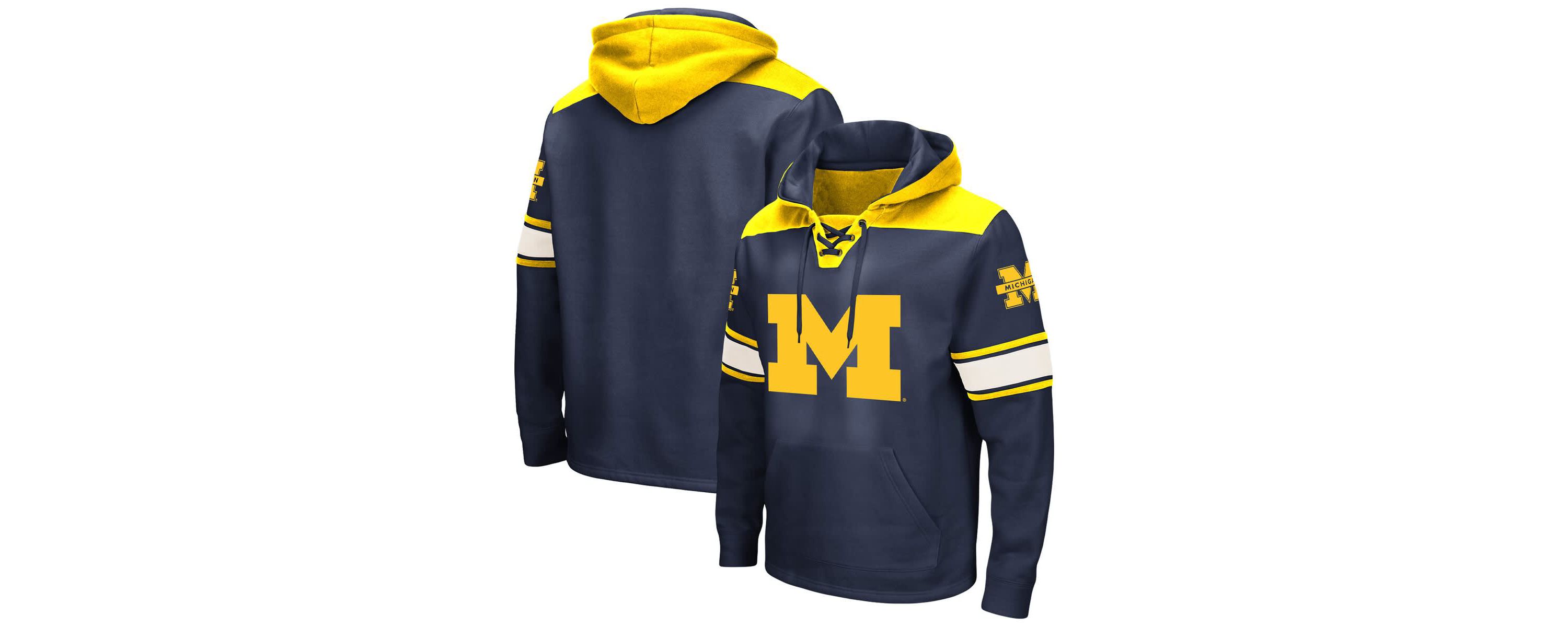 NCAA Michigan Wolverines Big & Tall Hockey Lace-Up Pullover Hoodie