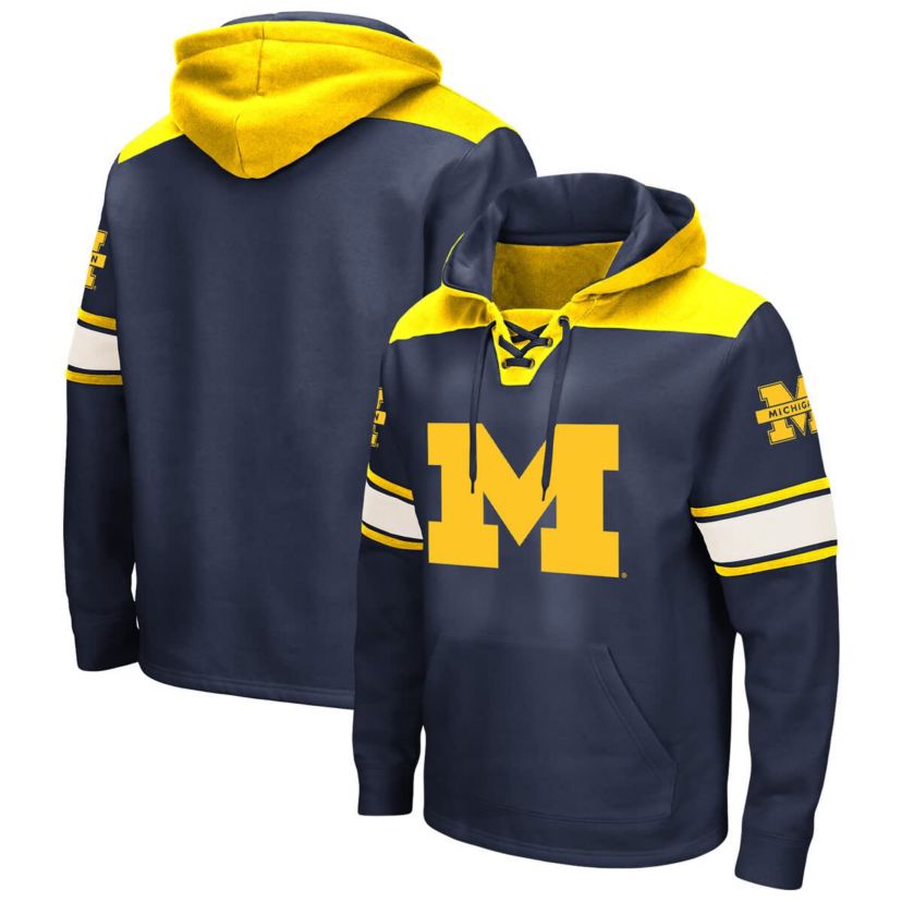 NCAA Michigan Wolverines Big & Tall Hockey Lace-Up Pullover Hoodie