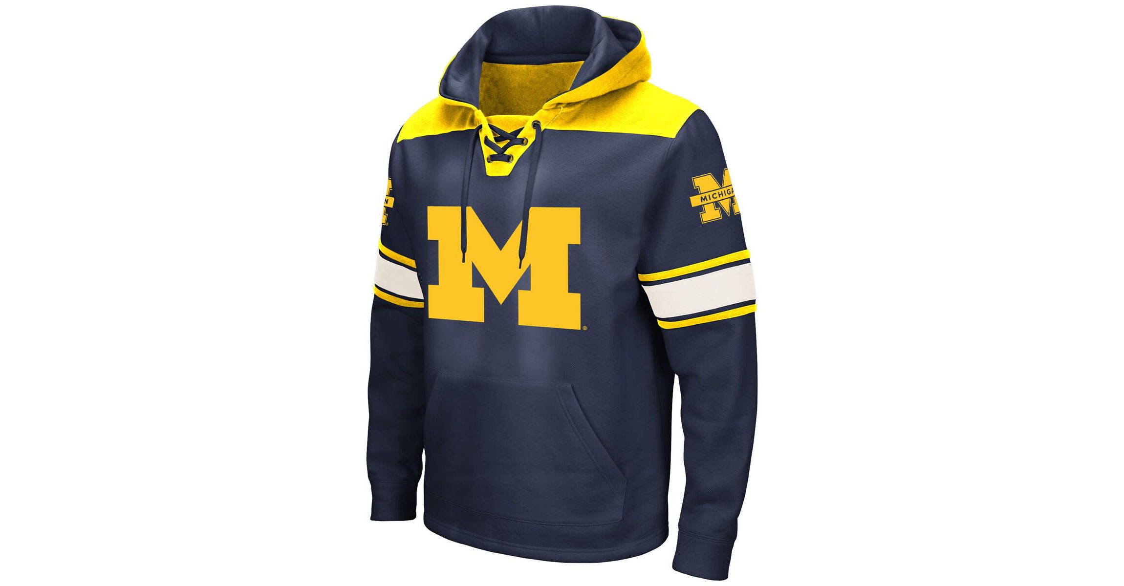 NCAA Michigan Wolverines Big & Tall Hockey Lace-Up Pullover Hoodie