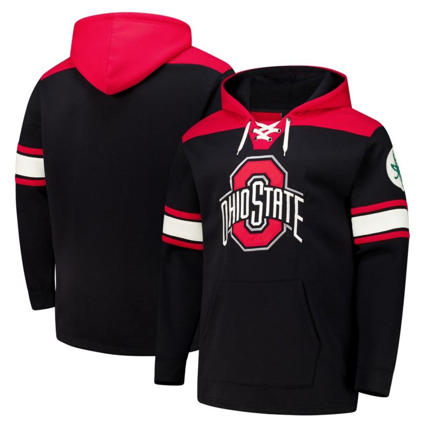 NCAA Ohio State Buckeyes Big & Tall Hockey Lace-Up Pullover Hoodie