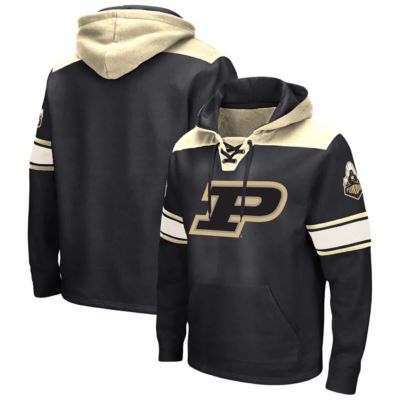 Colosseum Men's NCAA Purdue Boilermakers Big & Tall Hockey Lace-Up Pullover Hoodie, Black, 5XL