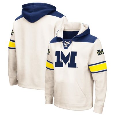 Colosseum Men's NCAA Michigan Wolverines Big & Tall Hockey Lace-Up Pullover Hoodie, 3XL Big