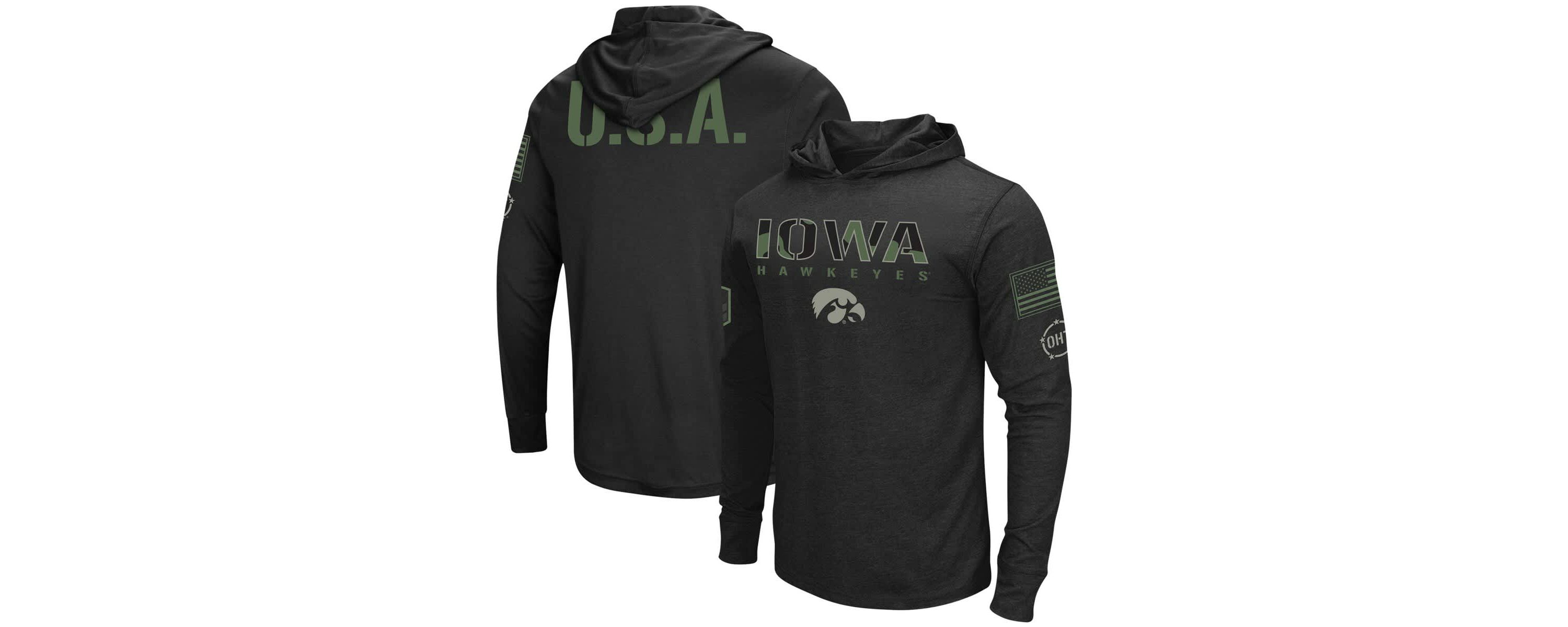 NCAA Iowa Hawkeyes Big & Tall OHT Military Appreciation Tango Long Sleeve Hoodie T-Shirt
