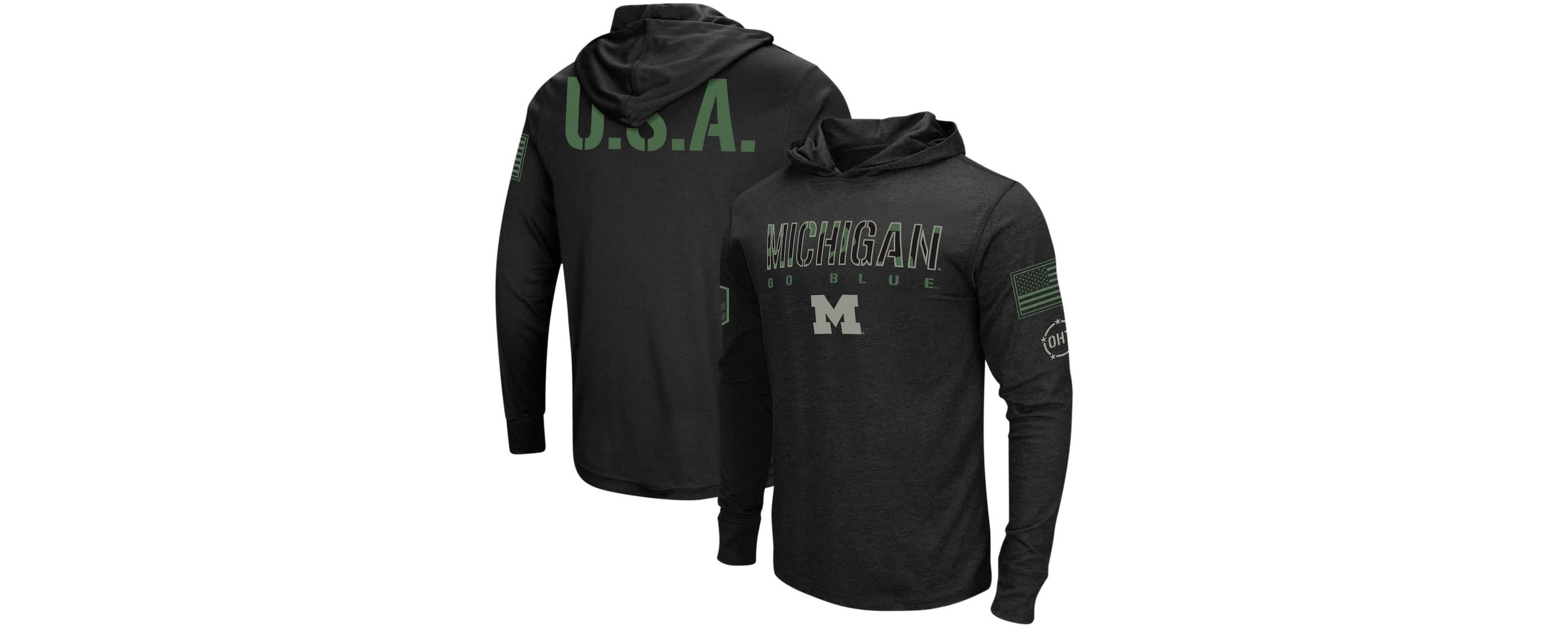 NCAA Michigan Wolverines Big & Tall OHT Military Appreciation Tango Long Sleeve Hoodie T-Shirt