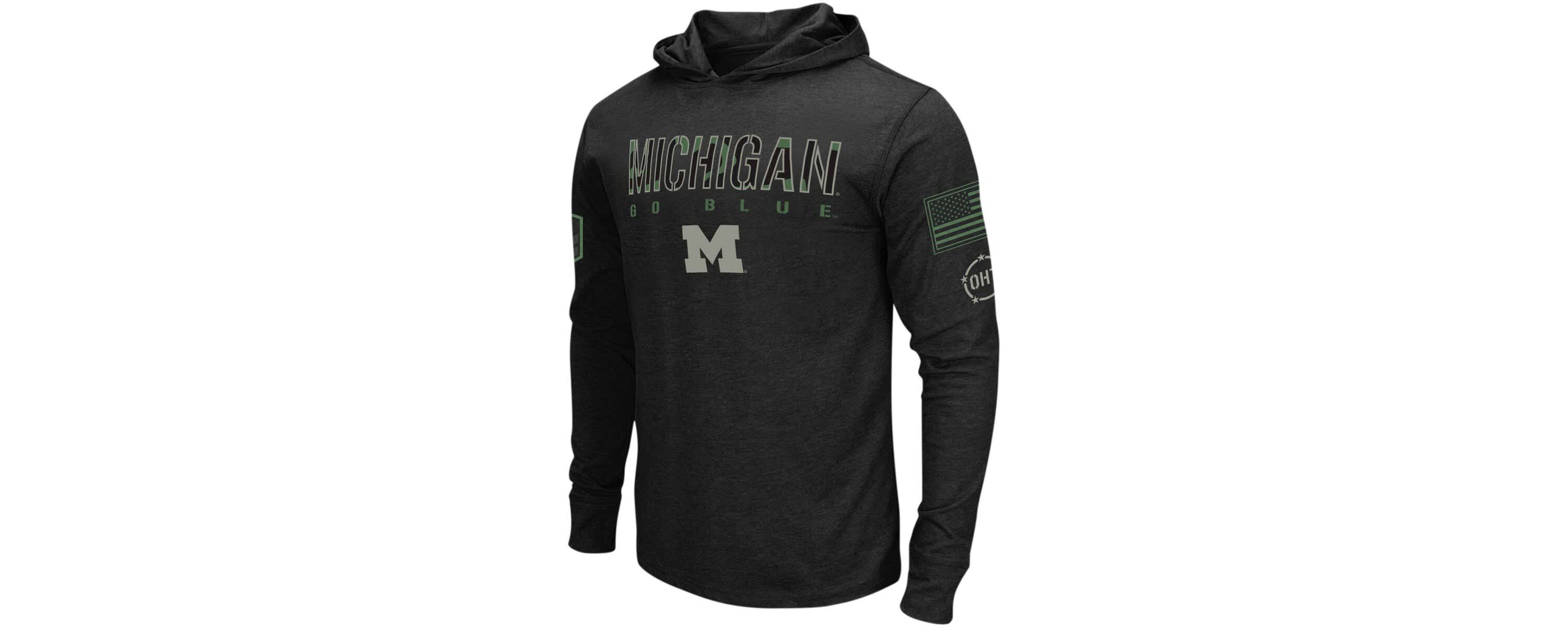 NCAA Michigan Wolverines Big & Tall OHT Military Appreciation Tango Long Sleeve Hoodie T-Shirt