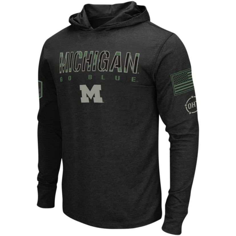 NCAA Michigan Wolverines Big & Tall OHT Military Appreciation Tango Long Sleeve Hoodie T-Shirt