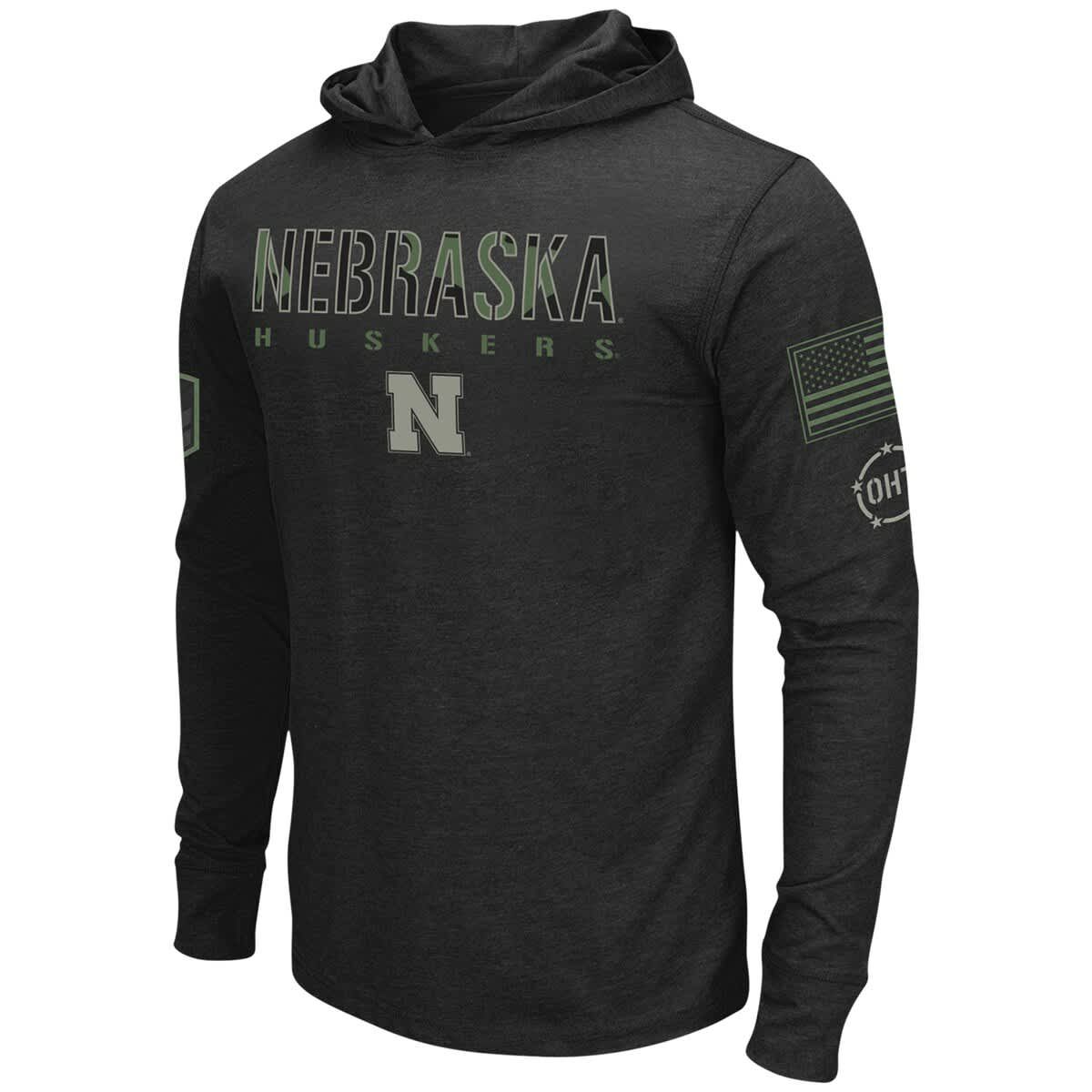 NCAA Nebraska Huskers Big & Tall OHT Military Appreciation Tango Long Sleeve Hoodie T-Shirt