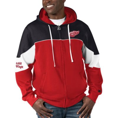 Starter Men's NHL Detroit Wings Power Forward Full-Zip Hoodie, Red, Small