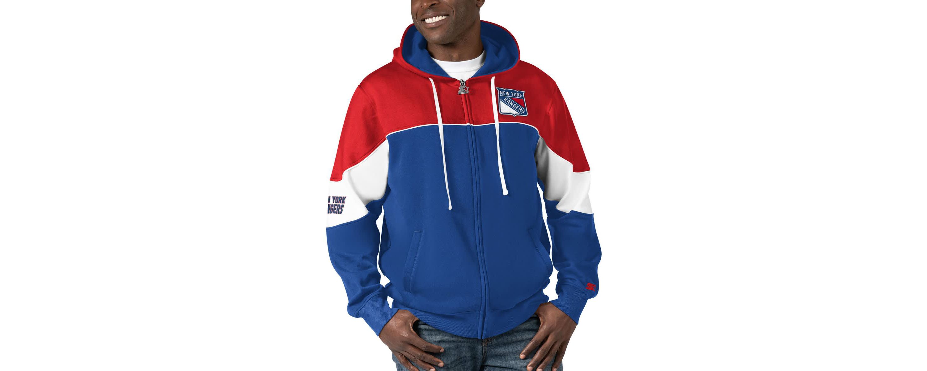 NHL Blue/Red New York Rangers Power Forward Full-Zip Hoodie