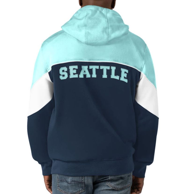 NHL Navy/Light Seattle Kraken Power Forward Full-Zip Hoodie