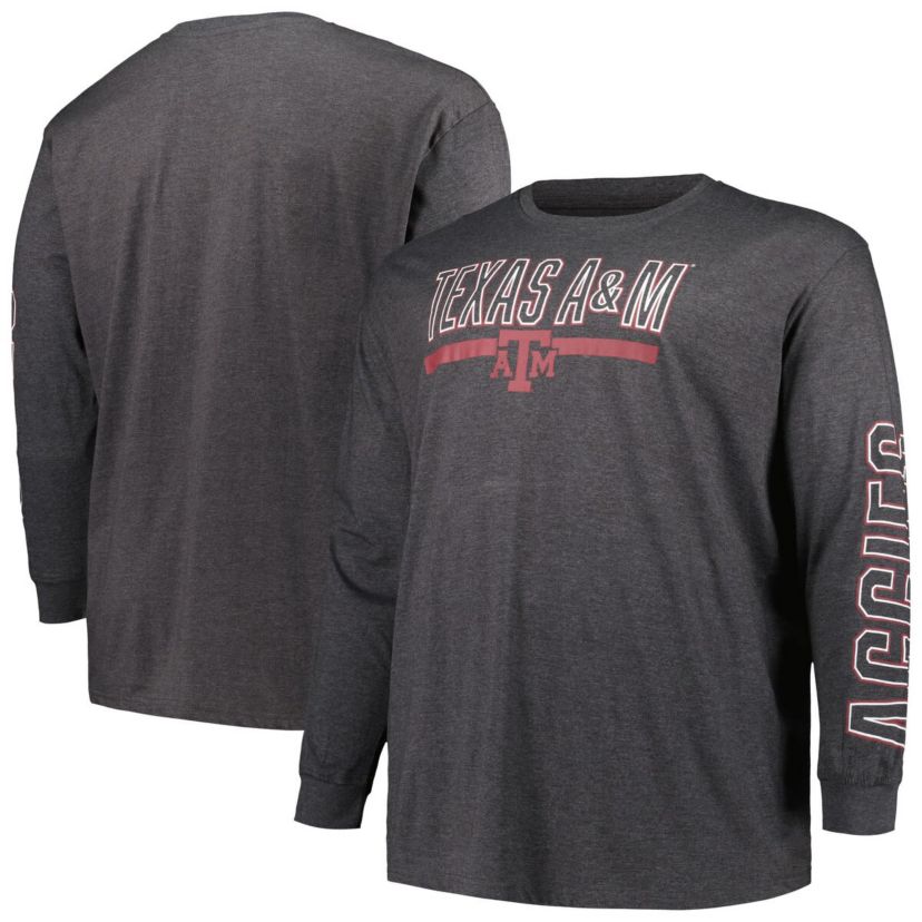 NCAA Texas A&M Aggies Big & Tall Two-Hit Graphic Long Sleeve T-Shirt