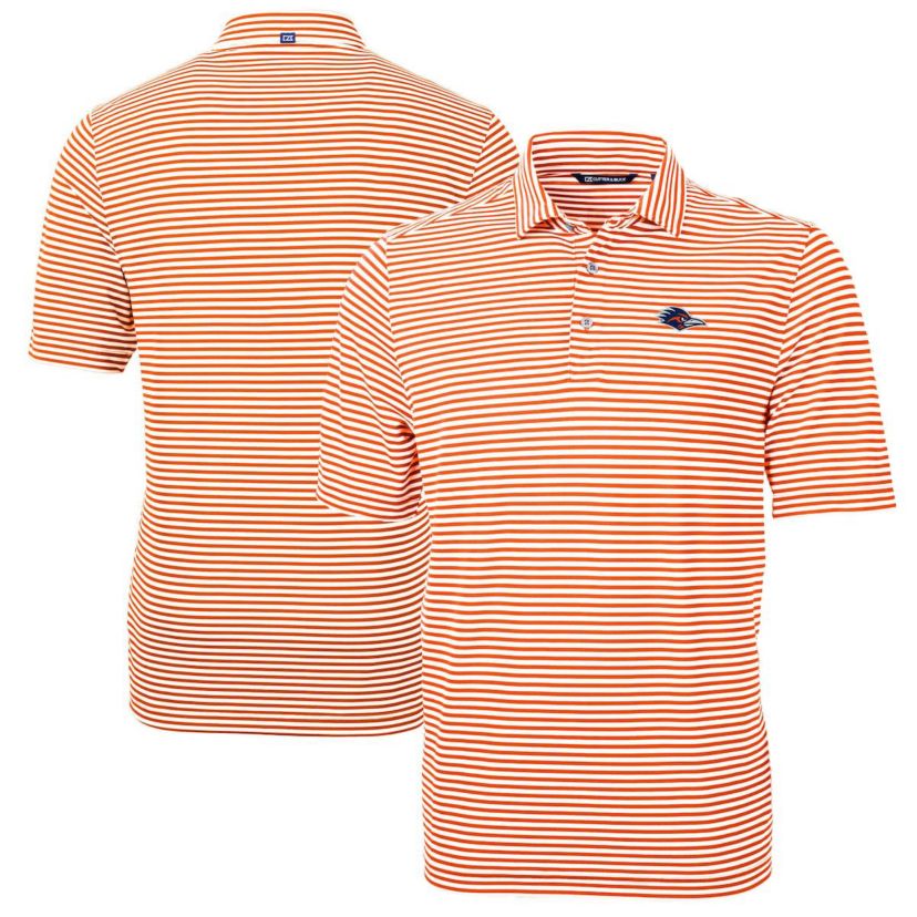 NCAA UTSA Roadrunners DryTec Virtue Eco Pique Stripe Recycled Polo