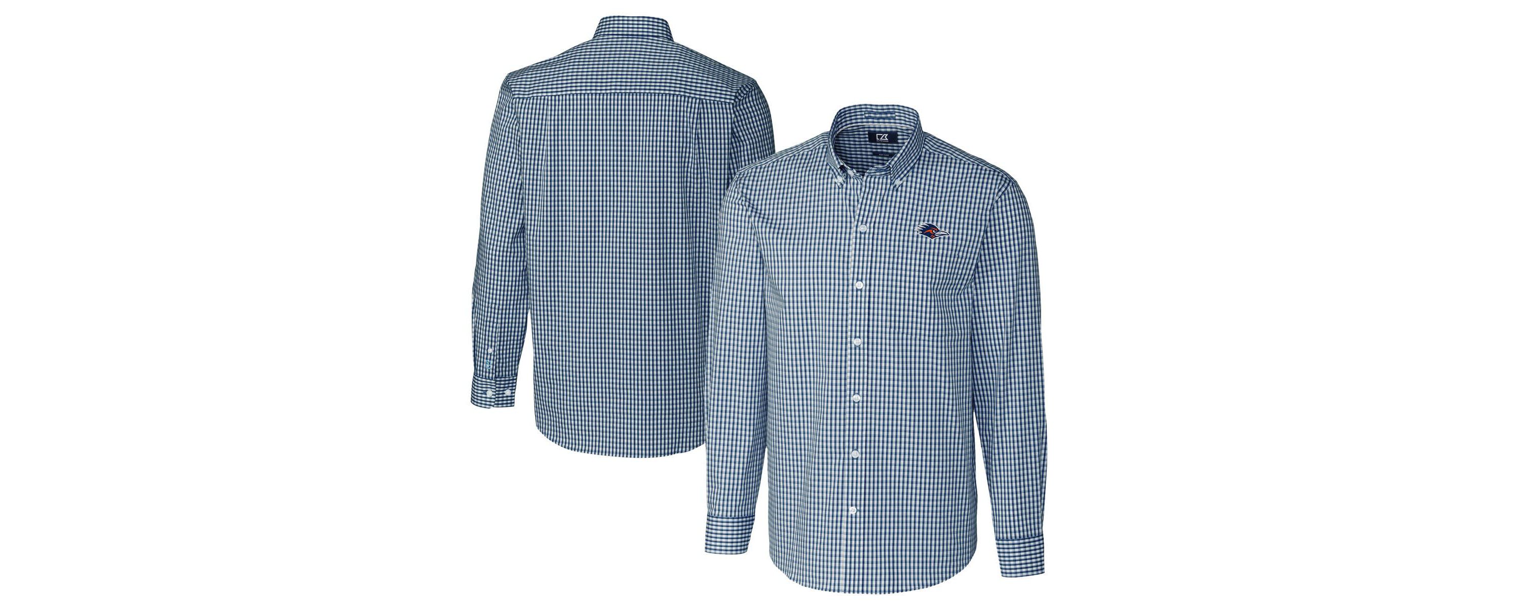 NCAA UTSA Roadrunners Easy Care Stretch Gingham Long Sleeve Dress Shirt