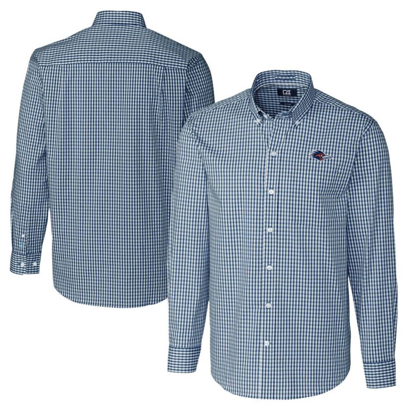 NCAA UTSA Roadrunners Easy Care Stretch Gingham Long Sleeve Dress Shirt
