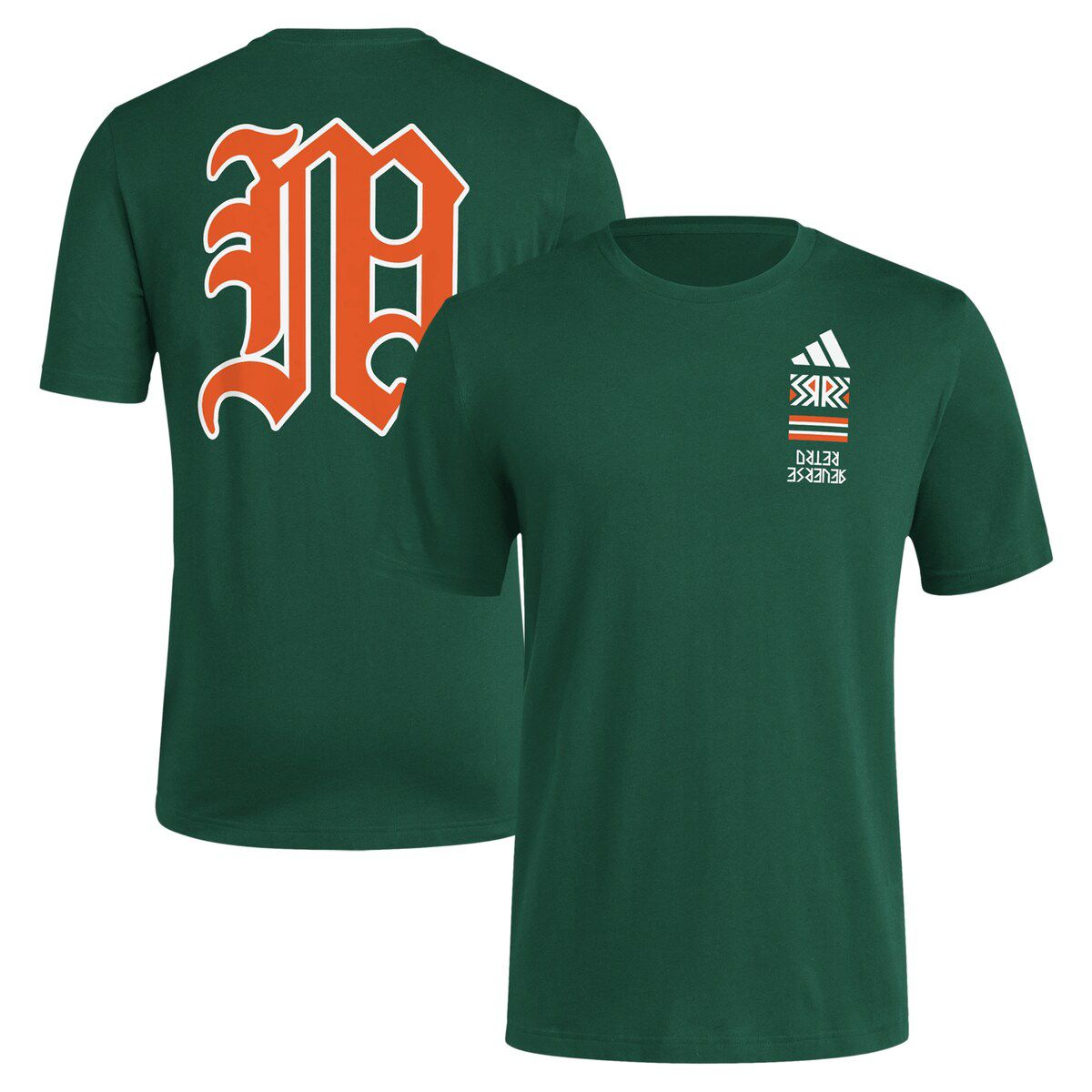 Miami (FL) Hurricanes NCAA Miami Hurricanes Reverse Retro Baseball 2 Hit T-Shirt