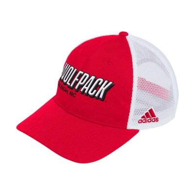 adidas Men's NCAA NC State Wolfpack Mascot Block Letter Slouch Trucker Adjustable Hat