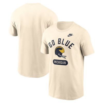 Men's NCAA Nike Michigan Wolverines Legacy Arch Helmet T-Shirt