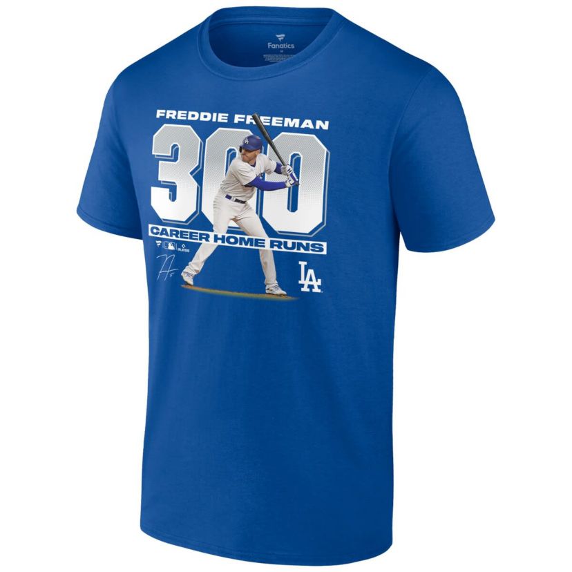 MLB Fanatics Freddie Freeman Los Angeles Dodgers 300 Career Home Runs T-Shirt