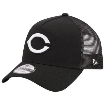 New Era Men's MLB Cincinnati Reds A-Frame 9FORTY Trucker Adjustable Hat, Black