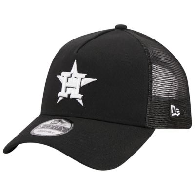 New Era Men's MLB Houston Astros A-Frame 9FORTY Trucker Adjustable Hat, Black