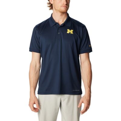 Columbia Men's NCAA Michigan Wolverines PFG Tamiami Omni-Shade Polo, Navy Blue, Small