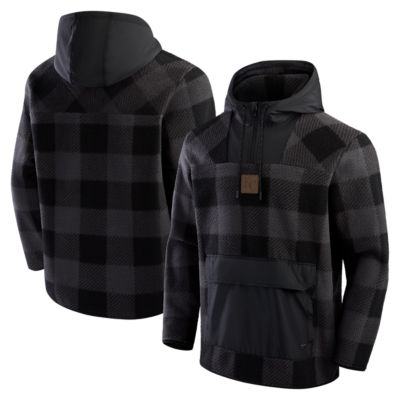 Men's MLB Fanatics Kansas City Royals Oversized Polar Fleece Quarter-Zip Hoodie, Black, 3XL